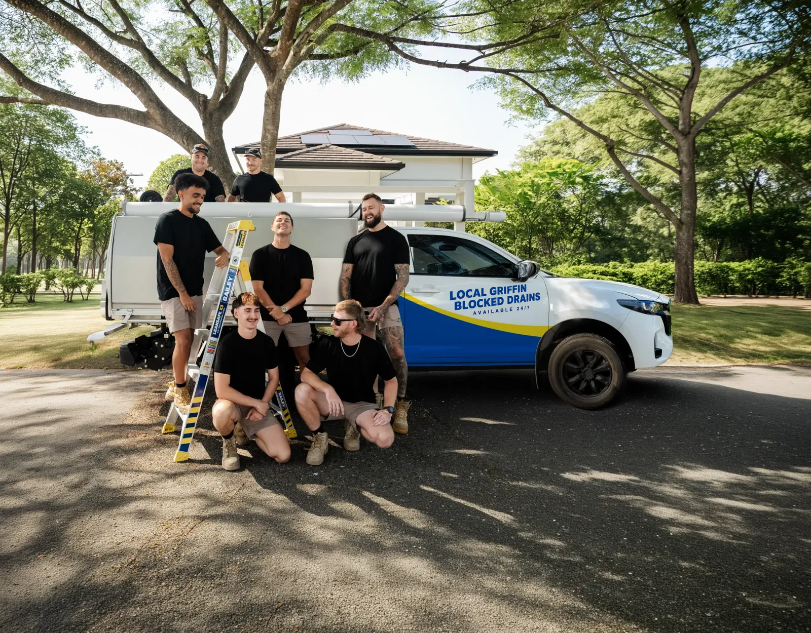 Local Griffin Blocked Drains ute and team